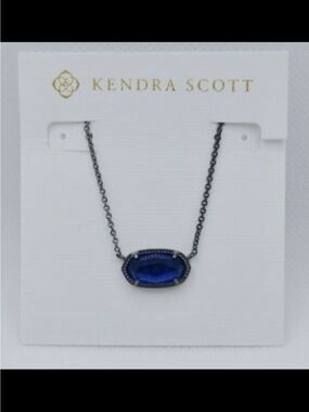 Kendra Scott Elisa Gunmetal Pendant Necklace In Cobalt Blue